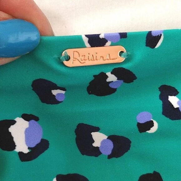 Raisins Green Blue Leopard Side Ties Hipster Bikini Swim Bottoms Large NWT - Picture 10 of 16